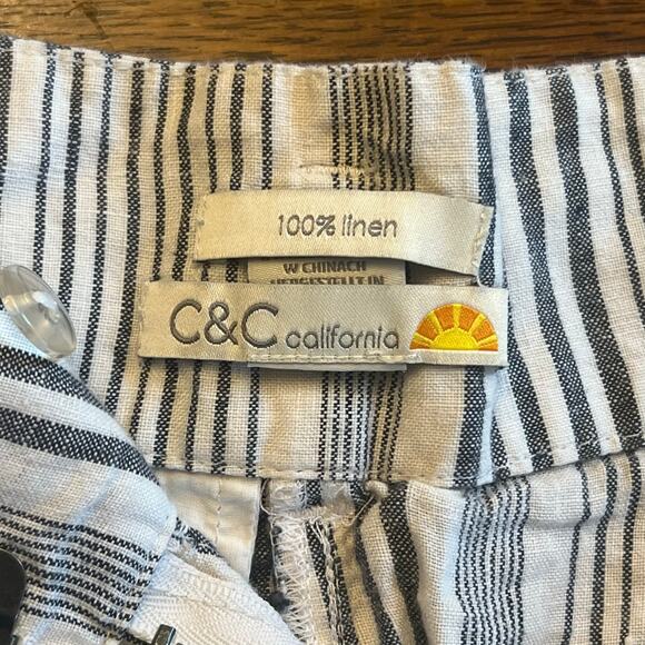 C&C California 100% Linen Striped Shorts - Size 4 - Picture 12 of 13